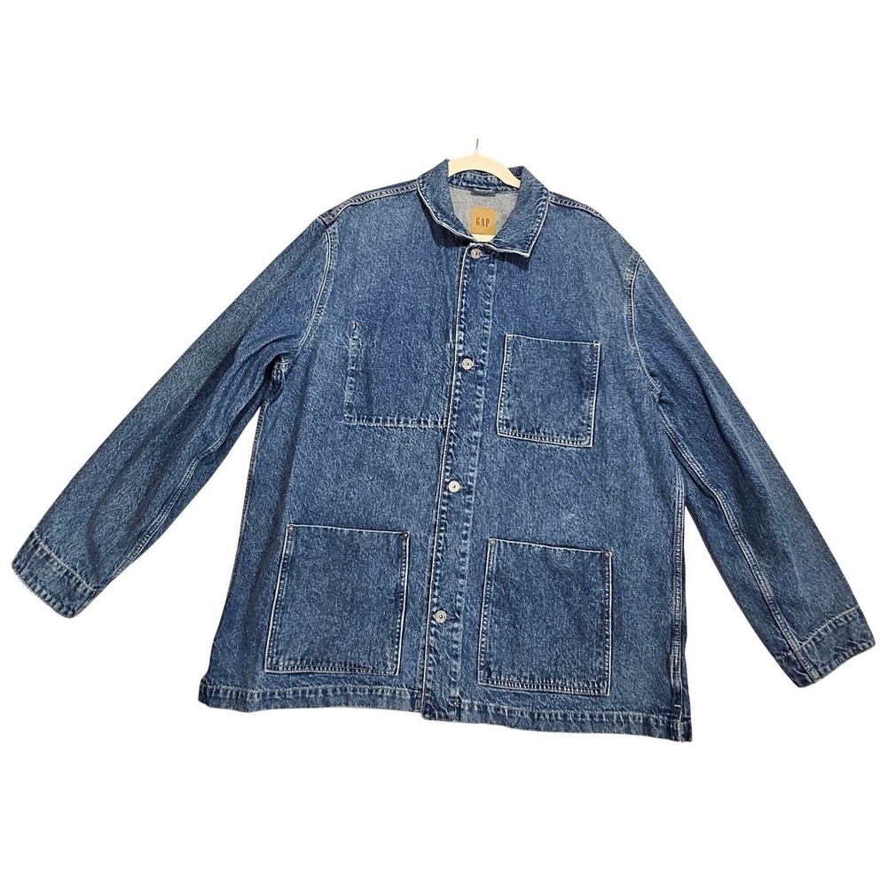 GAP Denim Chore Jacket Mens XL Tall Barn Coat Denim Chore Blue Workforce Vtg